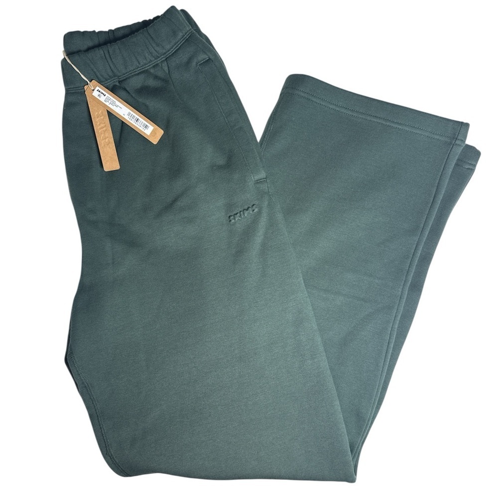 SKIMS Cotton Fleece Classic Straight Leg Pant, size small, NWT, Spruce Green - Picture 4 of 5